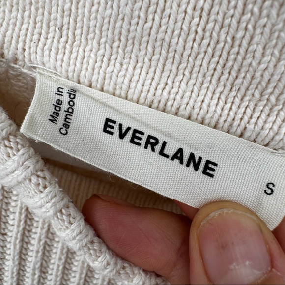 Everlane 100% organic cotton, minimalist normcore Cream knit Sweater - Picture 5 of 8